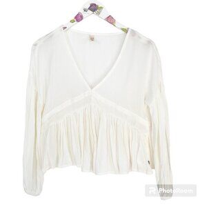 Doo Australia Women's Top Boho Peasant White Flowy Cream Size Small NWOT